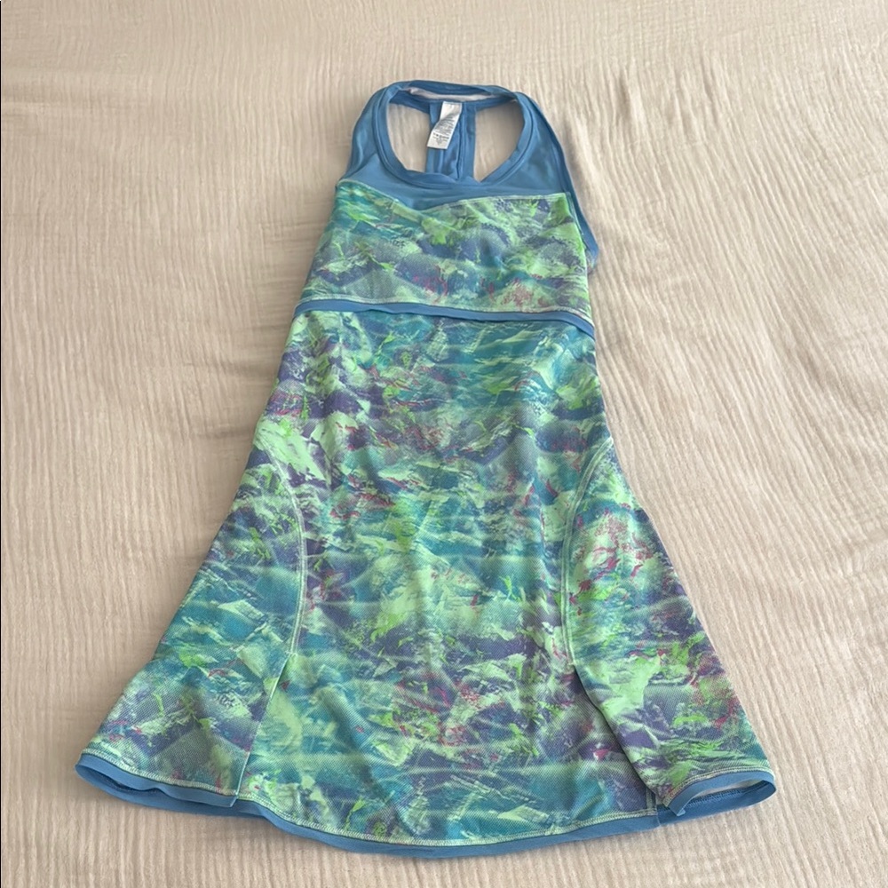 Ivivva Girls Blue and Green Printed Racerback Dress